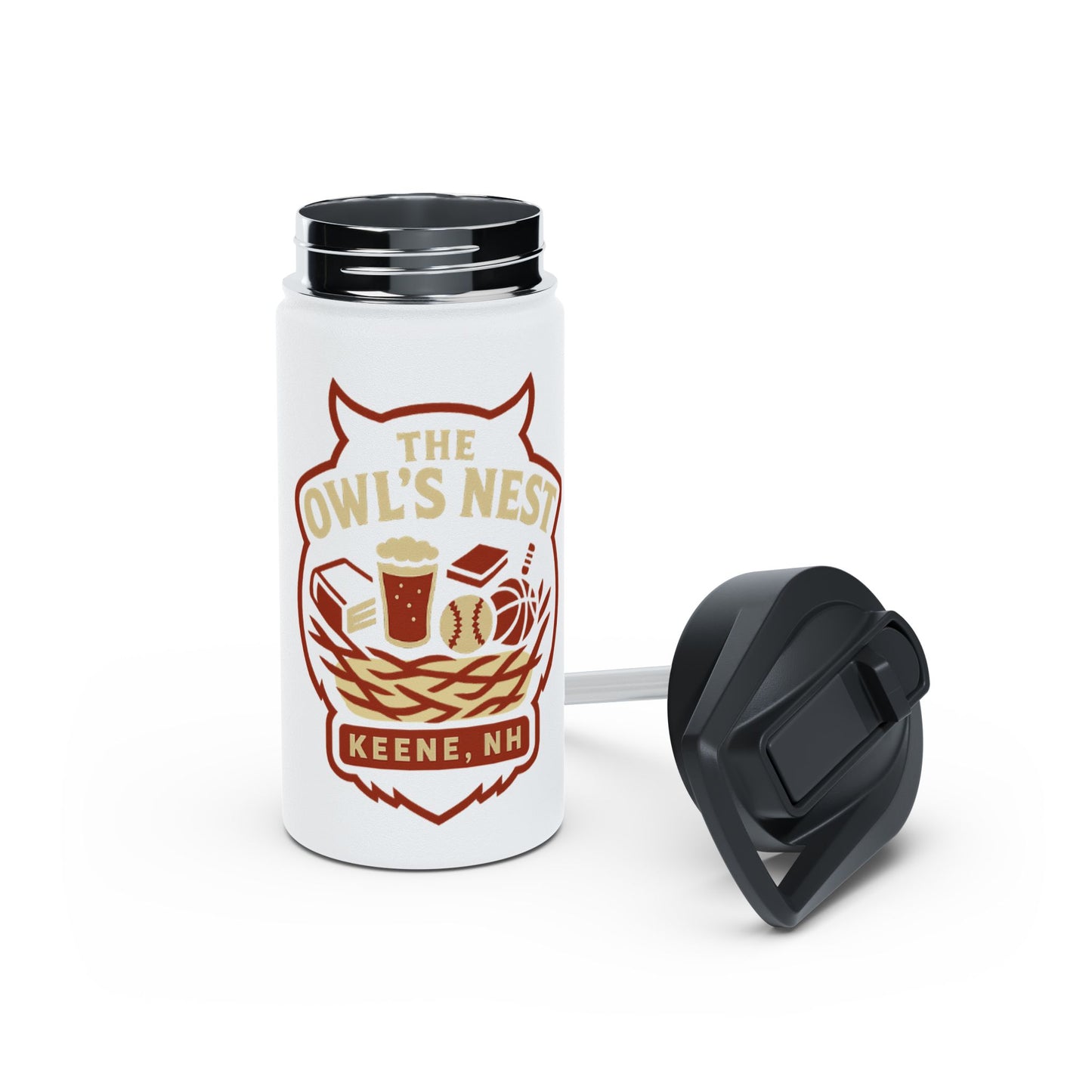 The Owl's Nest Keene NH Stainless Steel Water Bottle – Coffee & Book Fan Travel Bottle