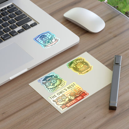 The Owl's Nest Keene, NH Sticker Sheet — Vintage Owl Vinyl Decal Set