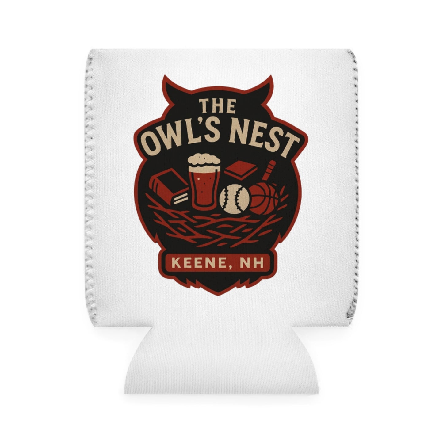 The Owl's Nest Keene, NH Personalized Can Cooler — Custom Name Sleeve