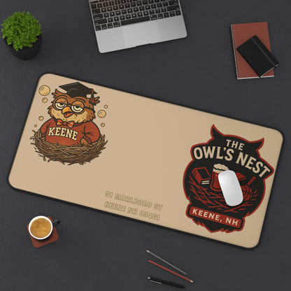 The Owl's Nest Keene Desk Mat — Vintage Owl Coffee & Baseball Mouse Pad
