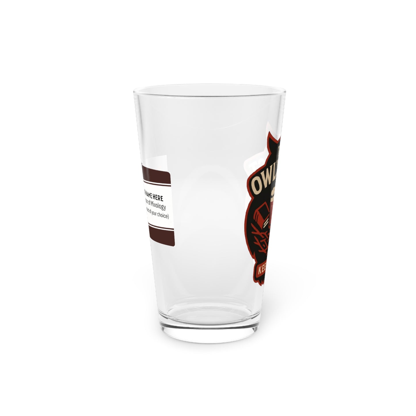 The Owl's Nest Keene, NH 16oz Pint Glass — Bar Pub Beer Glassware