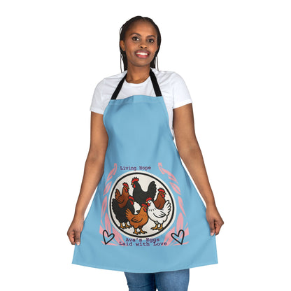 Ava's Apron — "Living Hope" Hens Design, "Ava's Eggs Laid with Love"