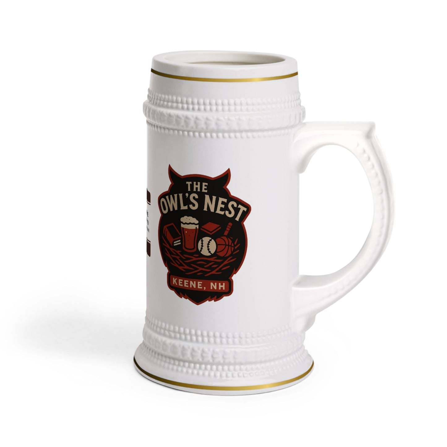 The Owl's Nest Custom Name Beer Stein | 22oz Ceramic Stein