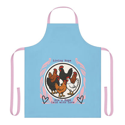 Ava's Apron — "Living Hope" Hens Design, "Ava's Eggs Laid with Love"