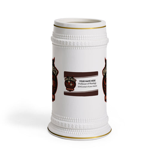 The Owl's Nest Custom Name Beer Stein | 22oz Ceramic Stein