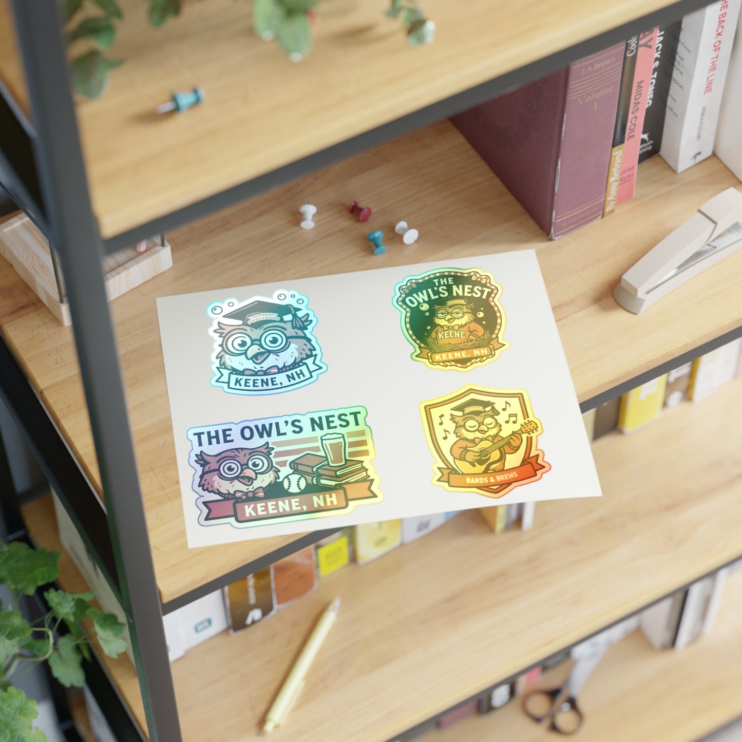 The Owl's Nest Keene, NH Sticker Sheet — Vintage Owl Vinyl Decal Set