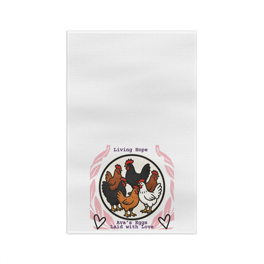 Living Hope Tea Towel — "Living Hope" Ava’s Eggs Laid with Love Microfiber Kitchen Towel