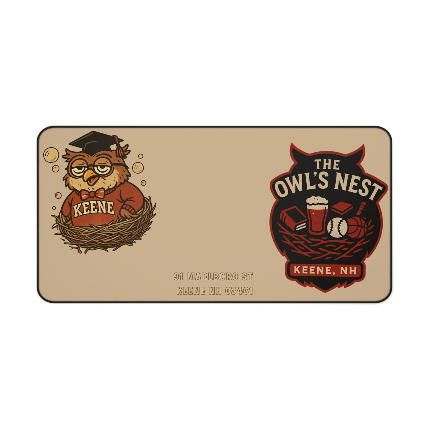 The Owl's Nest Keene Desk Mat — Vintage Owl Coffee & Baseball Mouse Pad