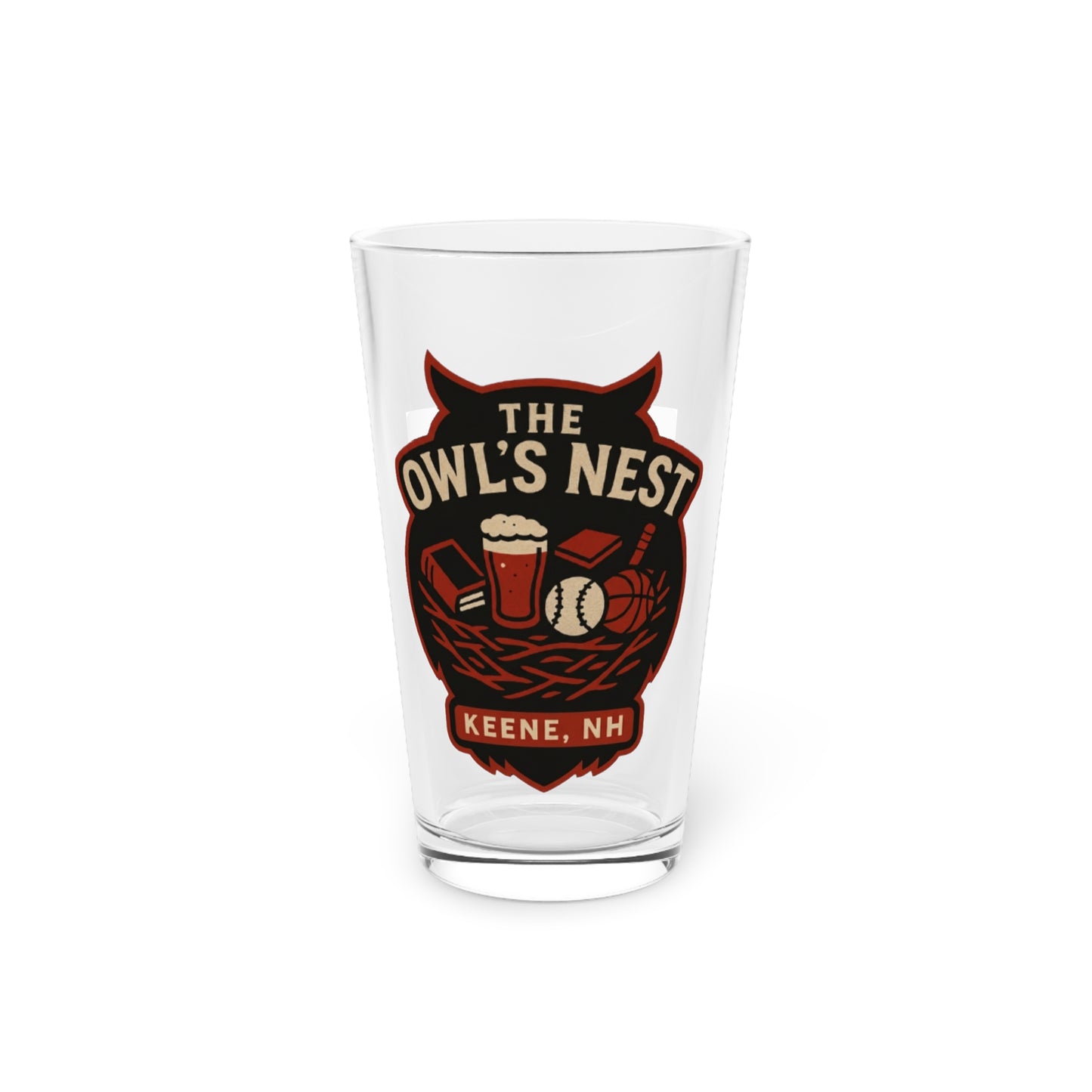The Owl's Nest Keene, NH 16oz Pint Glass — Bar Pub Beer Glassware