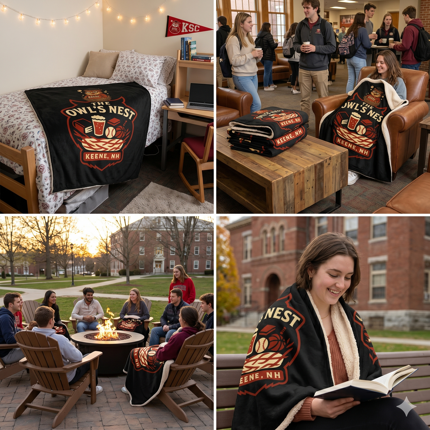 The Owl's Nest Keene, NH Sherpa Blanket — Vintage Logo Throw