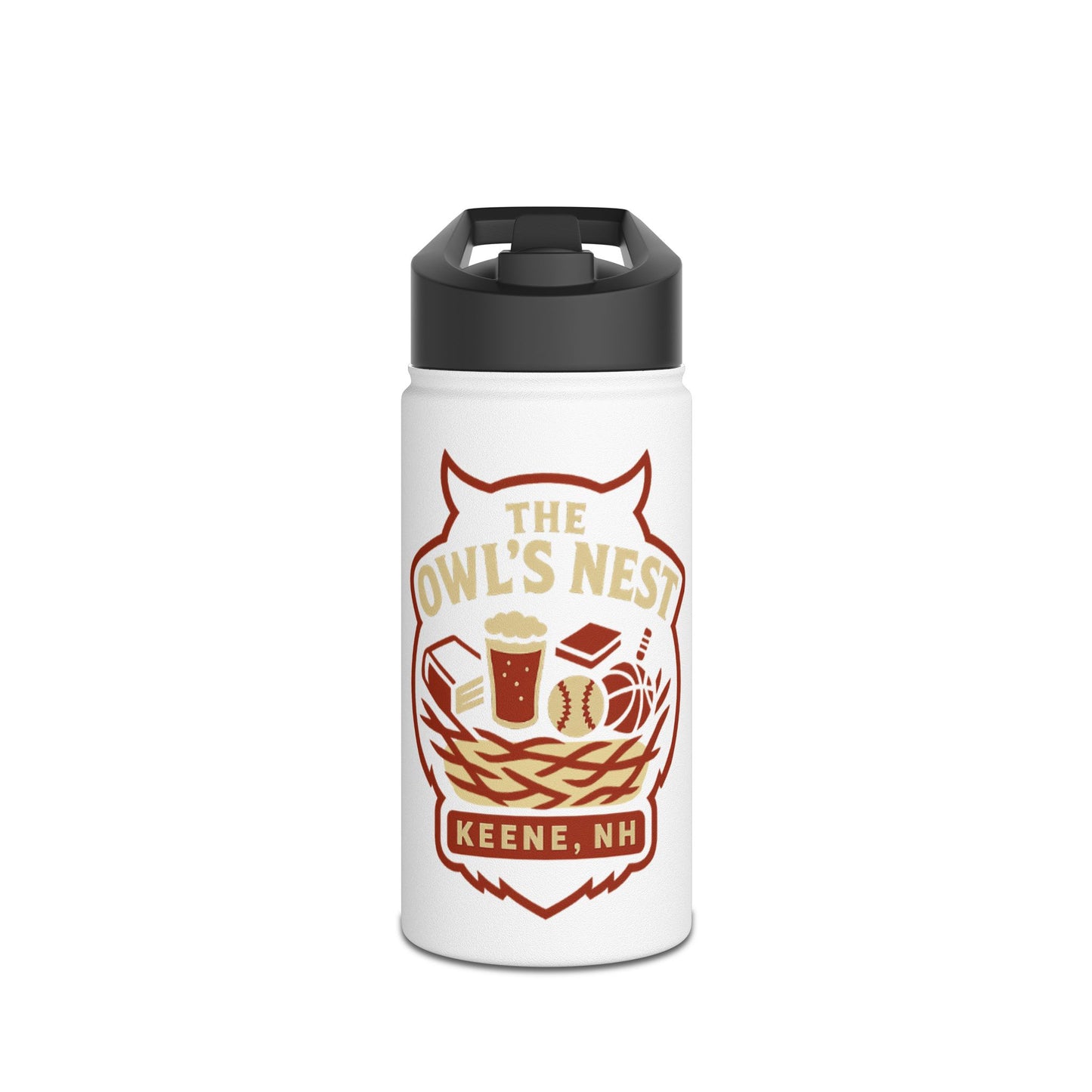 The Owl's Nest Keene NH Stainless Steel Water Bottle – Coffee & Book Fan Travel Bottle