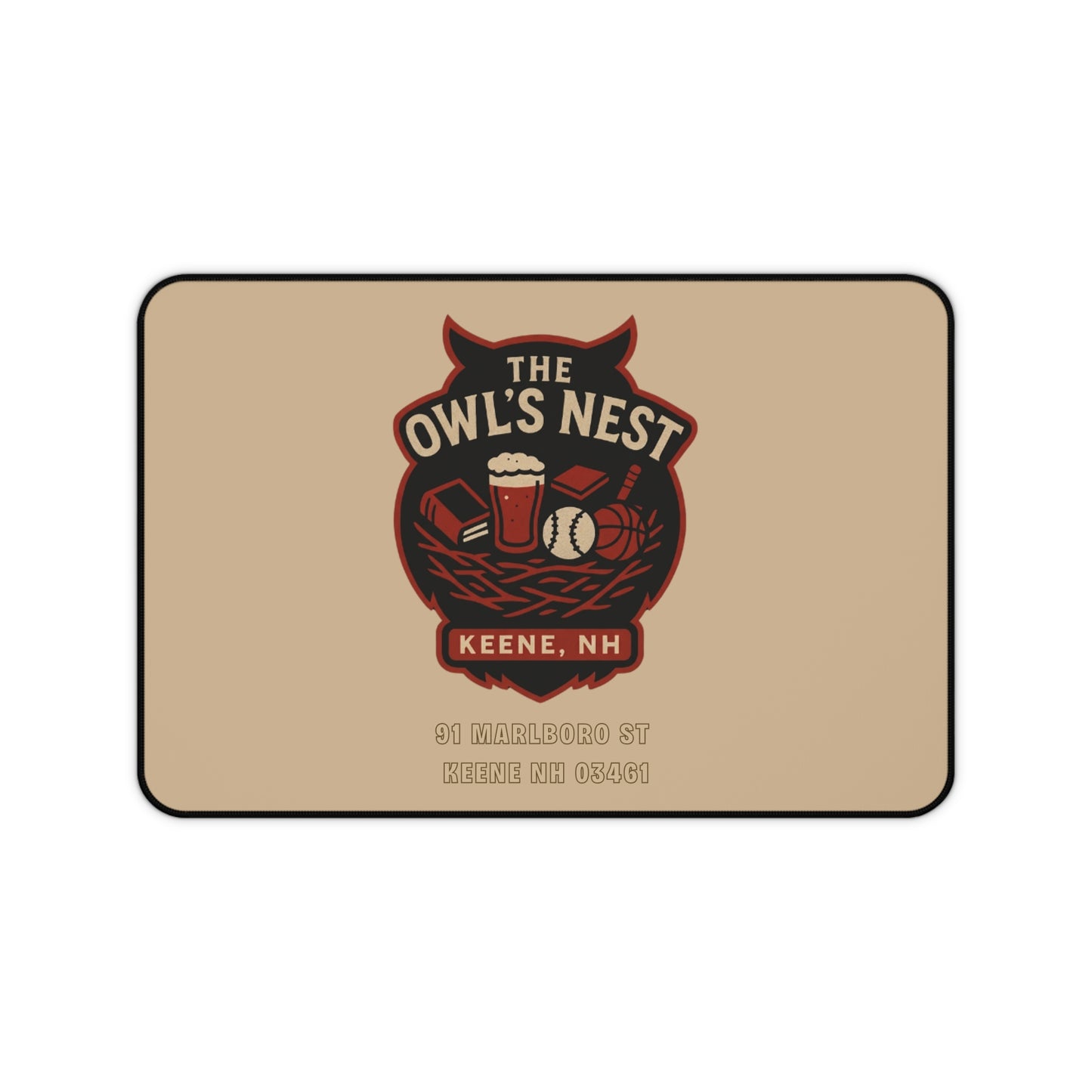 The Owl's Nest Keene Desk Mat — Vintage Owl Coffee & Baseball Mouse Pad