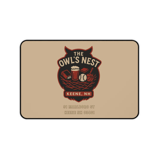 The Owl's Nest Keene Desk Mat — Vintage Owl Coffee & Baseball Mouse Pad