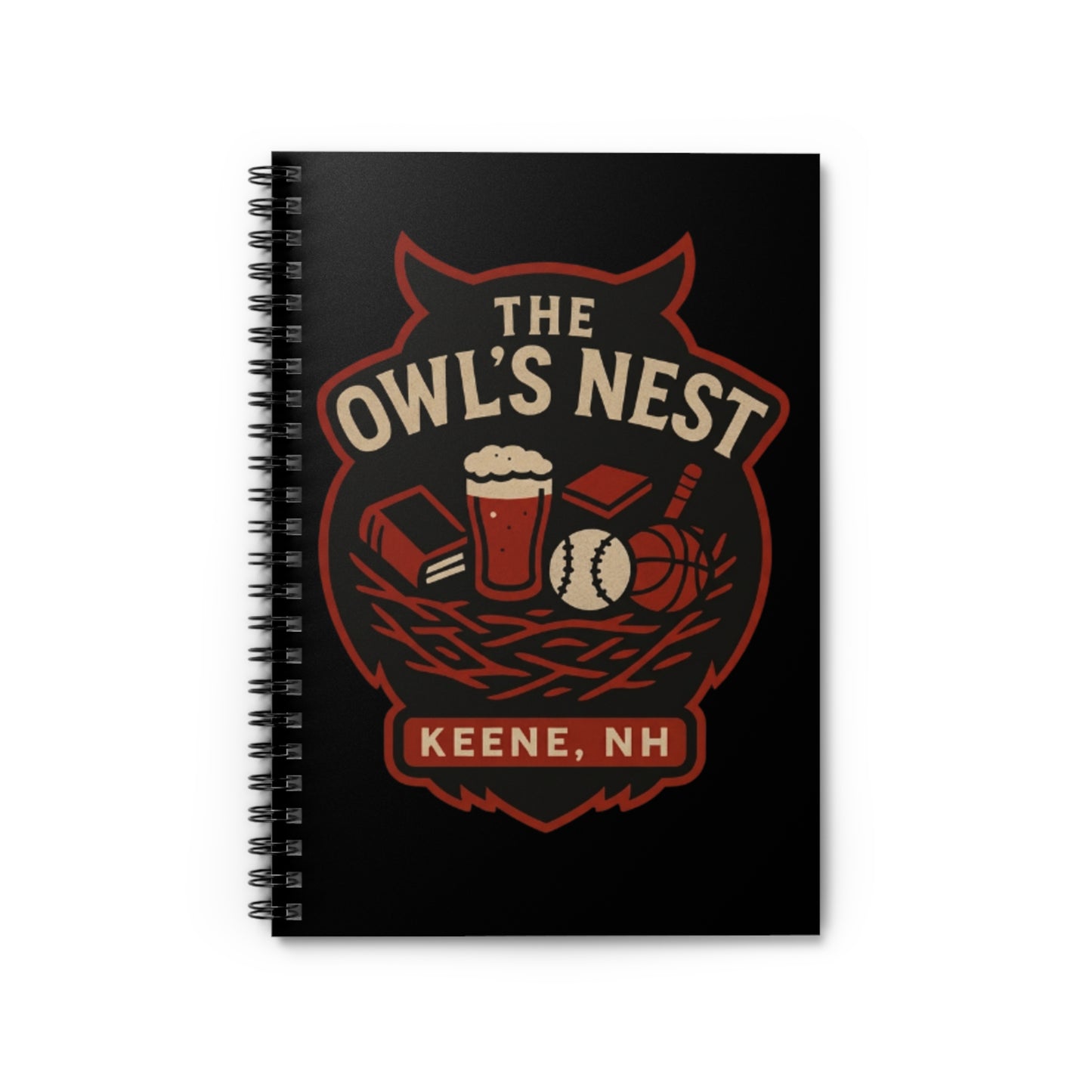 The Owl's Nest Keene NH Spiral Notebook — Sports & Pub Logo Ruled Journal