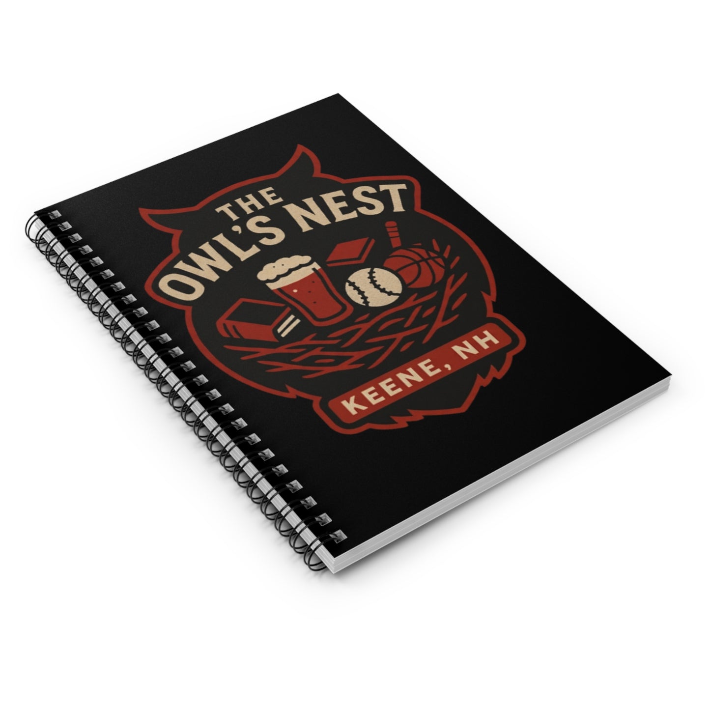 The Owl's Nest Keene NH Spiral Notebook — Sports & Pub Logo Ruled Journal