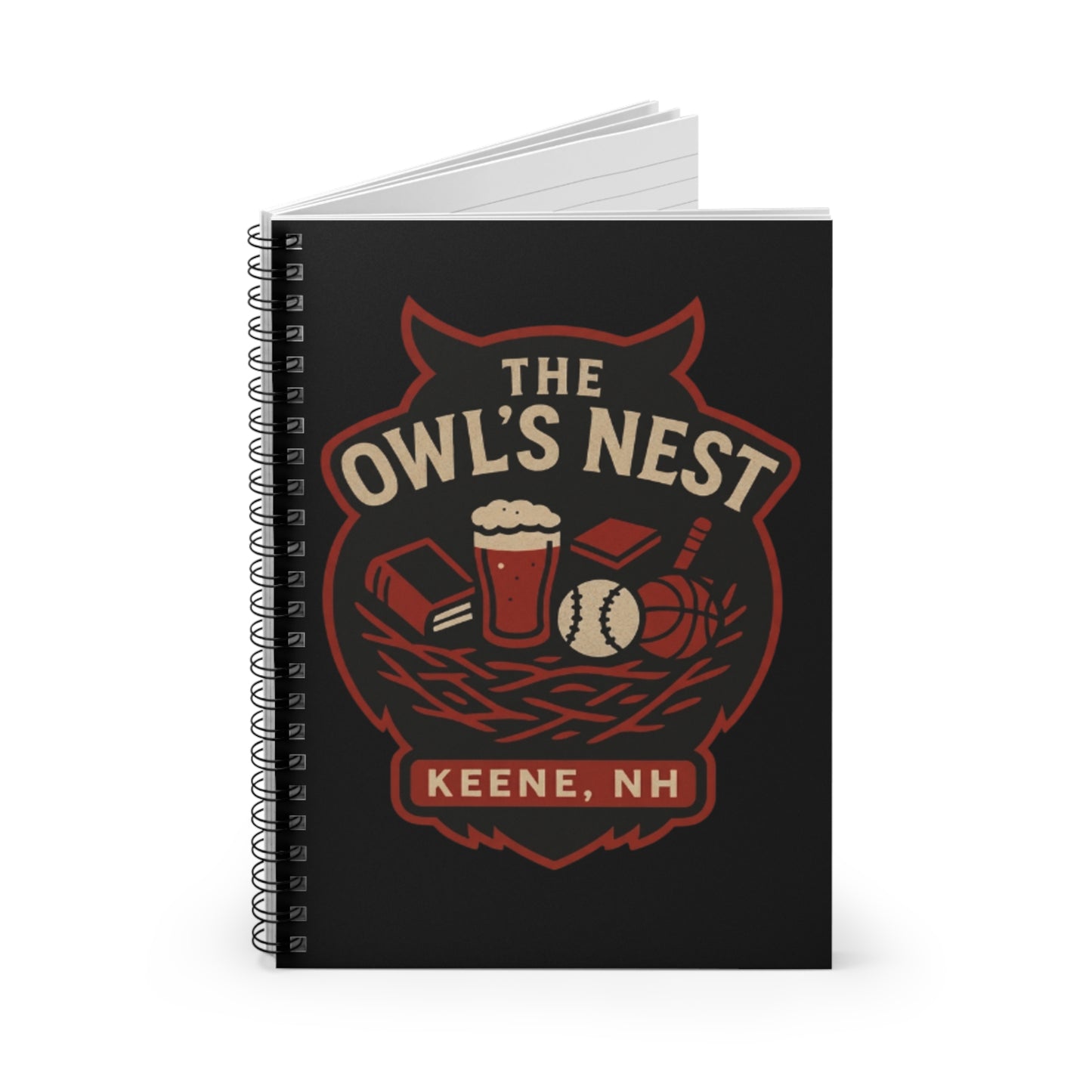 The Owl's Nest Keene NH Spiral Notebook — Sports & Pub Logo Ruled Journal