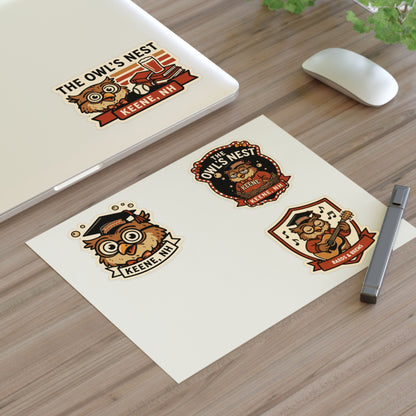 The Owl's Nest Keene, NH Sticker Sheet — Vintage Owl Vinyl Decal Set
