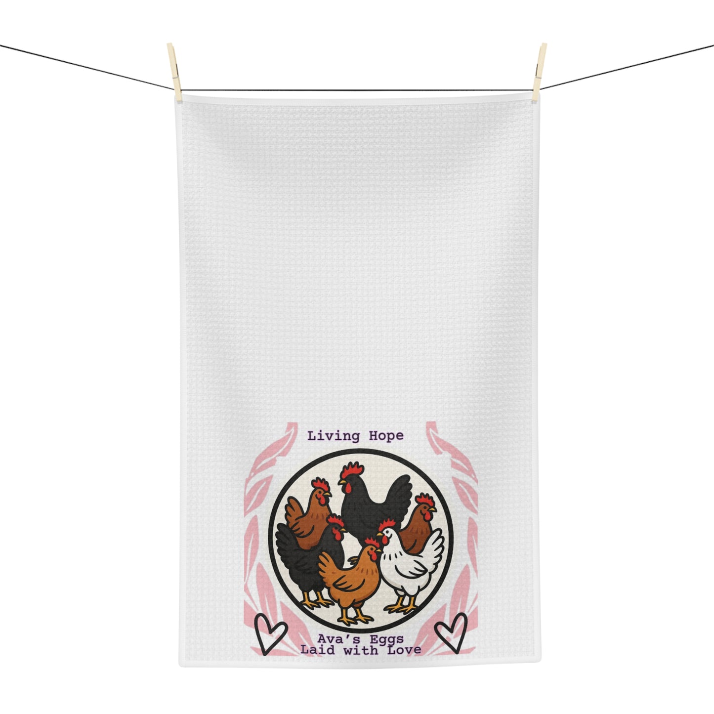 Living Hope Tea Towel — "Living Hope" Ava’s Eggs Laid with Love Microfiber Kitchen Towel
