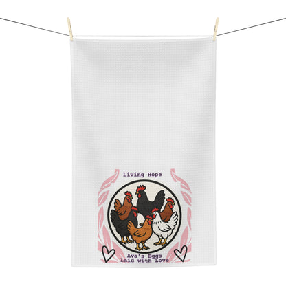 Living Hope Tea Towel — "Living Hope" Ava’s Eggs Laid with Love Microfiber Kitchen Towel