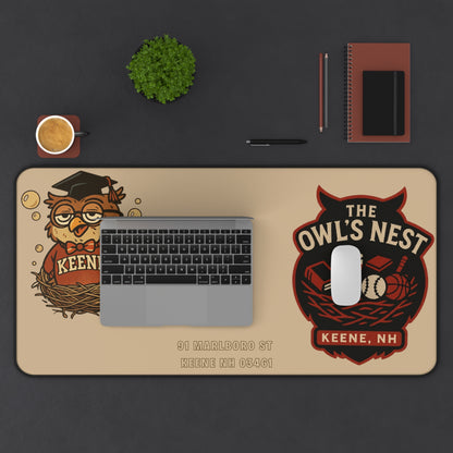 The Owl's Nest Keene Desk Mat — Vintage Owl Coffee & Baseball Mouse Pad