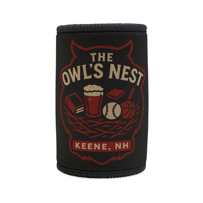 The Owl's Nest Keene, NH Stubby Cooler — Vintage Pub Crest Can Koozie