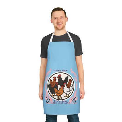 Ava's Apron — "Living Hope" Hens Design, "Ava's Eggs Laid with Love"