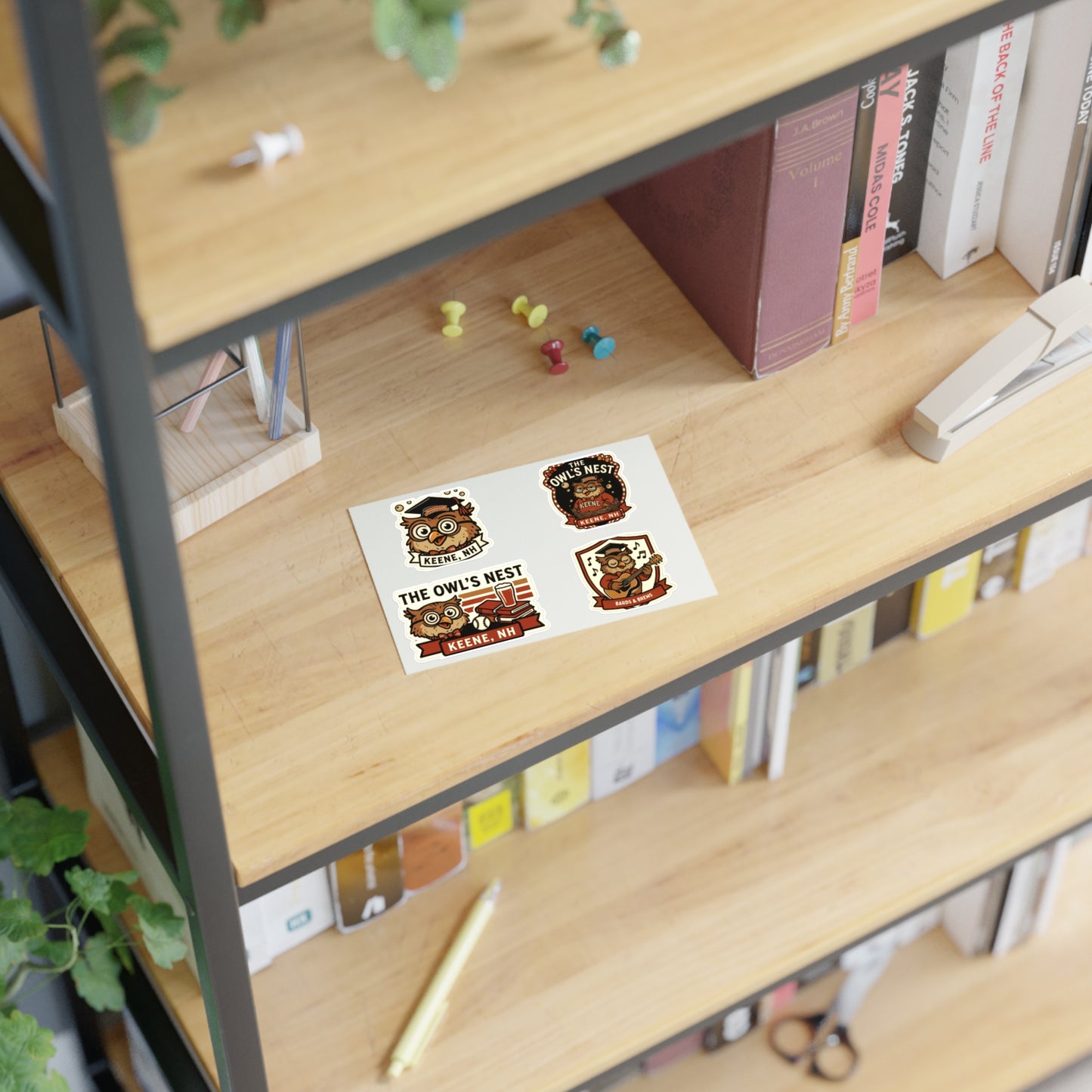 The Owl's Nest Keene, NH Sticker Sheet — Vintage Owl Vinyl Decal Set