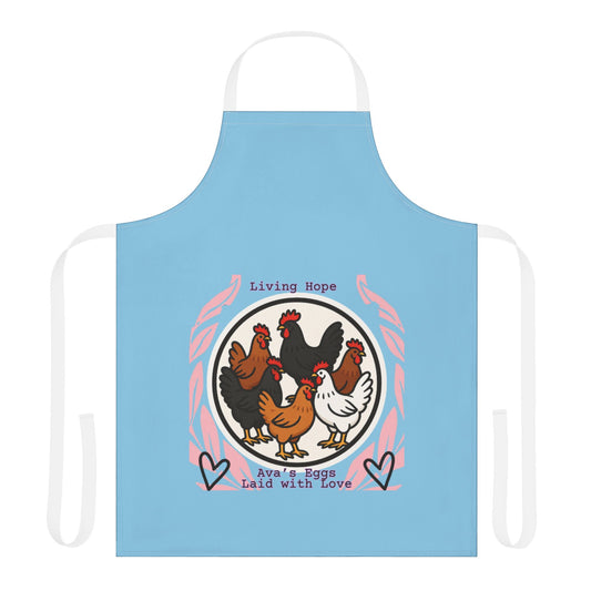Ava's Apron — "Living Hope" Hens Design, "Ava's Eggs Laid with Love"