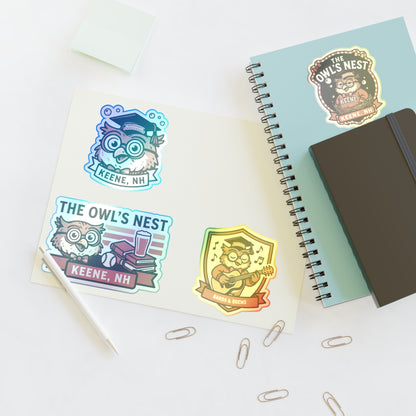 The Owl's Nest Keene, NH Sticker Sheet — Vintage Owl Vinyl Decal Set